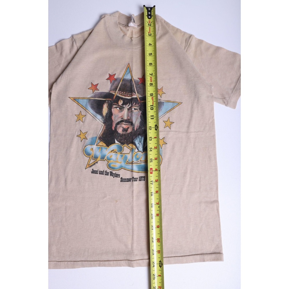Vintage Waylon Jennings 1978 Summer Tour T-Shirt Tan Band Tee Medium 70s Shirt - Picture 7 of 7